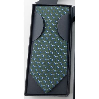 Krawatte mit Tauben-Motiv 8 cm grün_blau