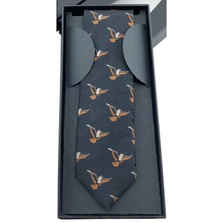Krawatte mit Tauben-Motiv 5,5 cm schwarz_orange