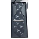 Krawatte mit Tauben-Motiv 5,5 cm schwarz_silber