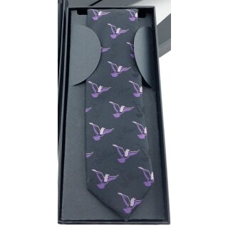 Krawatte mit Tauben-Motiv 5,5 cm shwarz_violett