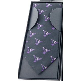 Krawatte mit Tauben-Motiv 8 cm shwarz_violett