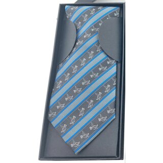 Krawatte mit Tauben-Motiv 8 cm schwarz_blau_grau