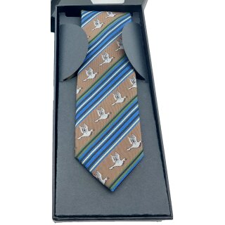 Krawatte mit Tauben-Motiv 5,5 cm braun_blau_grün