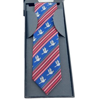 Krawatte mit Tauben-Motiv 5,5 cm rot_blau_grau