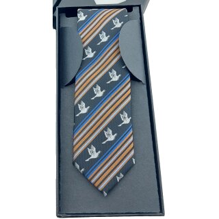Krawatte mit Tauben-Motiv 5,5 cm schwarz_braun_blau