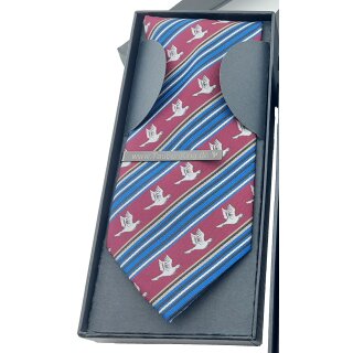 Krawatte mit Tauben-Motiv 8 cm bordo_blau_gold