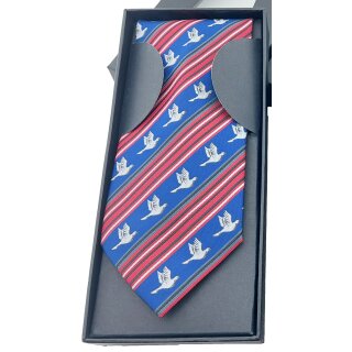Krawatte mit Tauben-Motiv 8 cm rot_blau_grau
