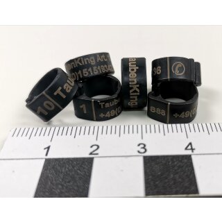 1-line or 2-line pigeon rings with laser engraving made of plastic