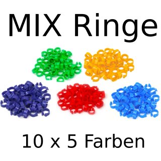 Taubenringe | Farb-MIX | Durchmesser Ø 8 mm | Stückzahl 50