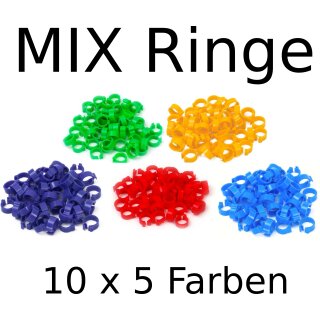 Taubenringe | Farb-MIX | Durchmesser Ø 8 mm | Stückzahl 50