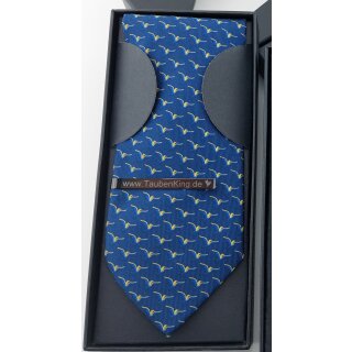 Krawatte mit Tauben-Motiv 8 cm blau_gelb